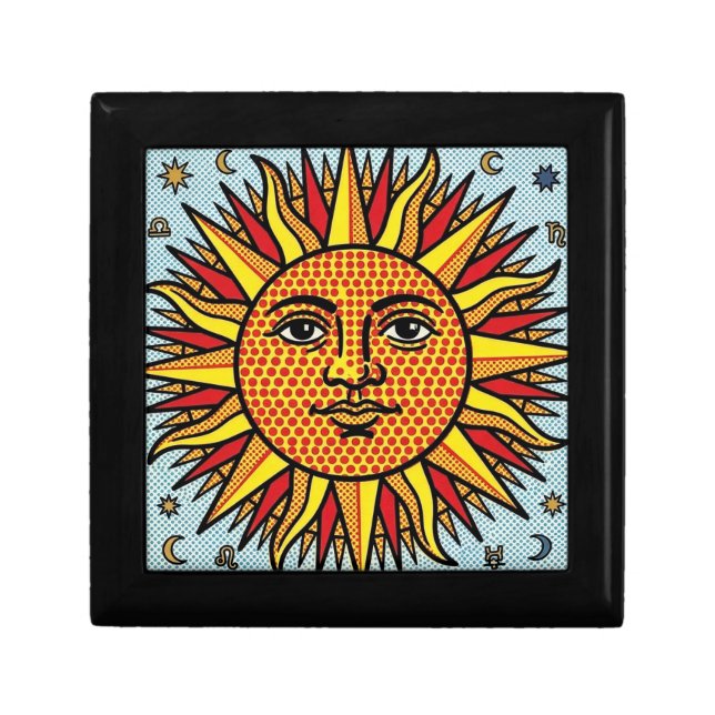 Celestial Sun Face Pop Art Comic Style Sunburst Gift Box (Front)