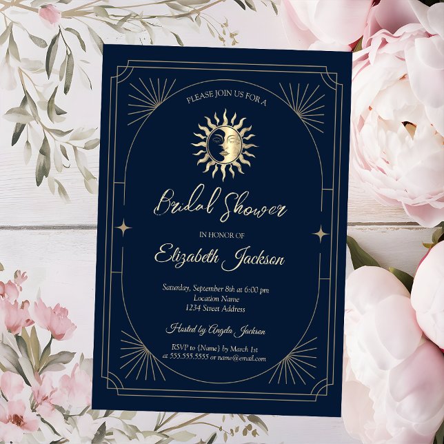 Celestial Sun Frame Dark Blue Invitation (Creator Uploaded)