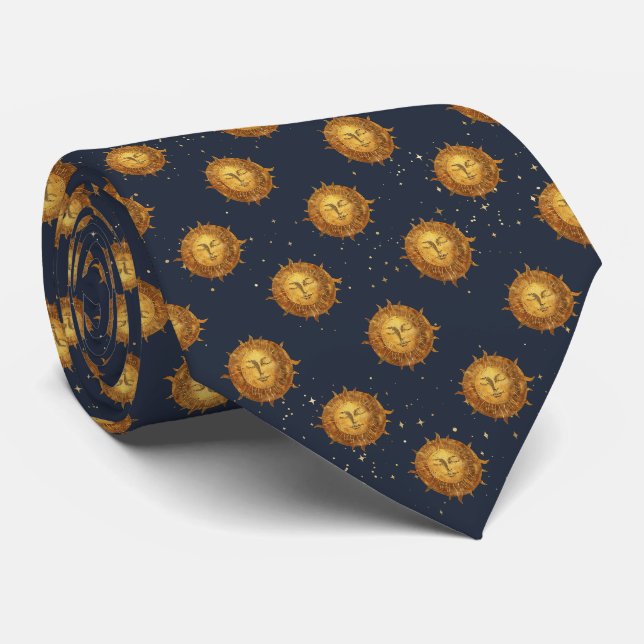 Celestial Sun Gold Pattern (1) Neck Tie (Rolled)