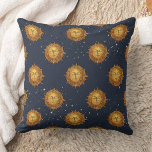 Celestial Sun Gold Pattern (1) Throw Pillow