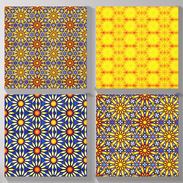 Celestial Sun Mandala Canvas Art Tile (Front Set)