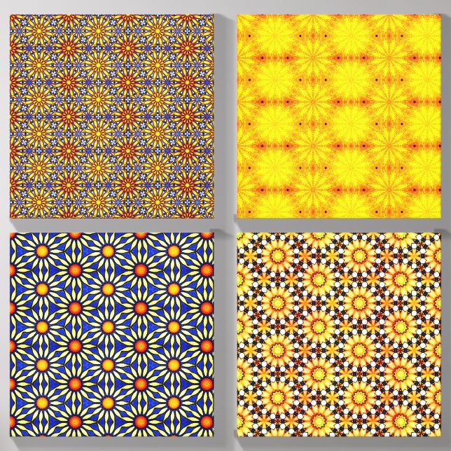 Celestial Sun Mandala Canvas Art Tile (Front Set)
