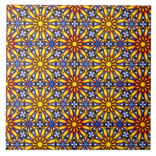 Celestial Sun Mandala Ceramic Tile