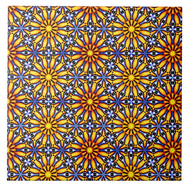 Celestial Sun Mandala  Ceramic Tile (Front)