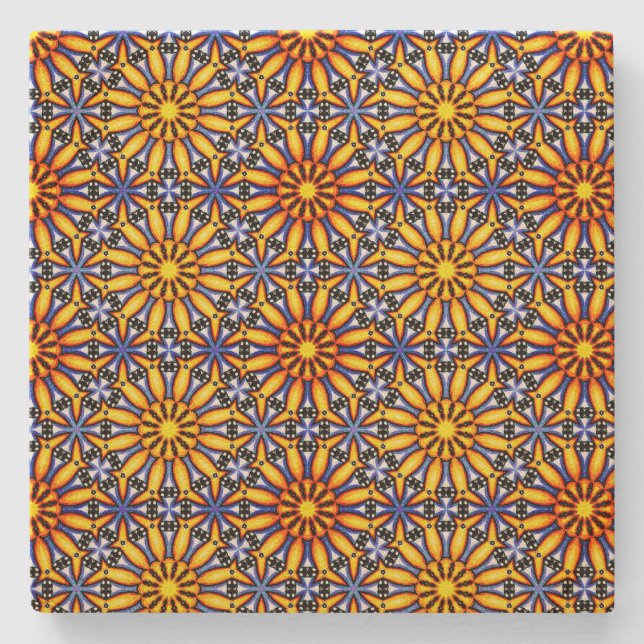 Celestial Sun Mandala  Stone Coaster (Front)