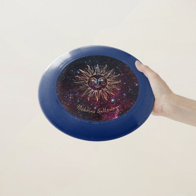 Celestial Sun Monogram Astrology Glitter Cool Fun Wham-O Frisbee (In Hand)