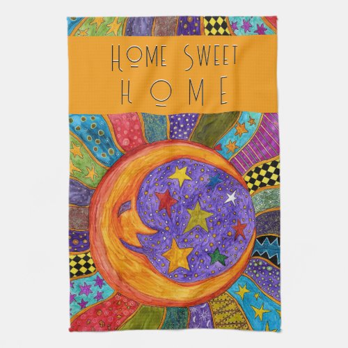 Celestial Sun Moon and Stars Kitchen Towel