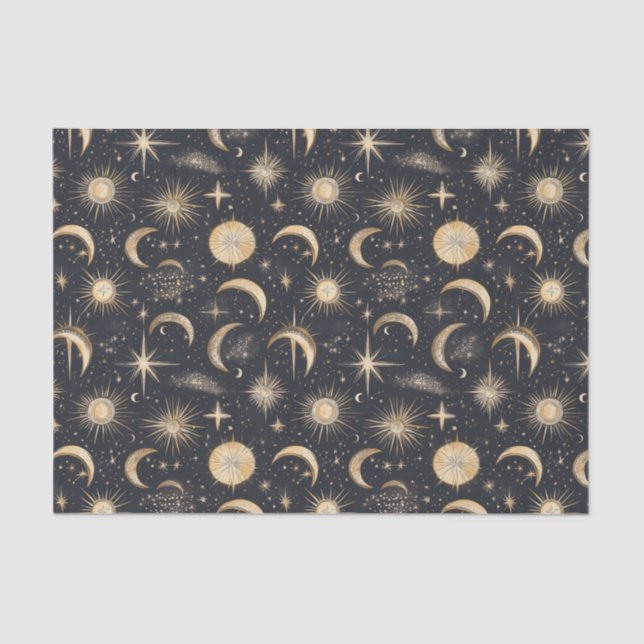 Celestial Sun Moon and Stars Night Sky  Tissue Paper (Front)