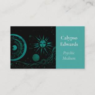 Celestial Sun Moon Black Astronomy Tarot Psychic  Business Card