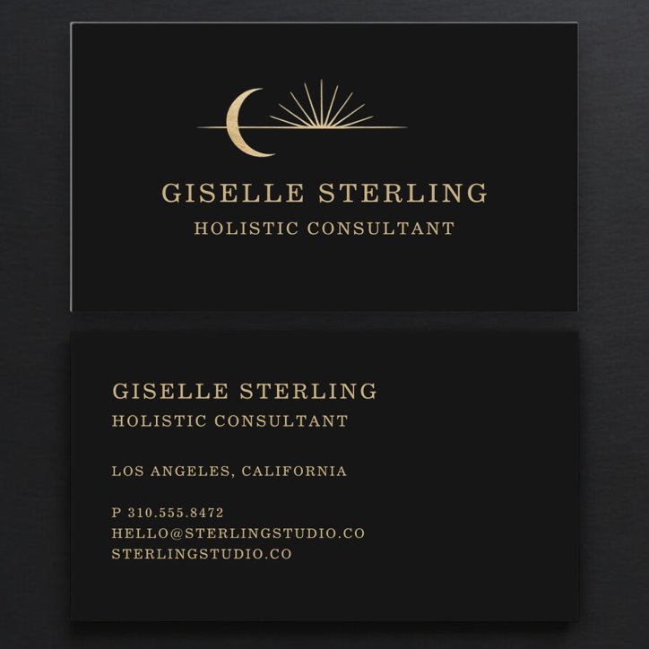Celestial Sun Moon Black Gold Business Card