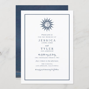 Celestial Sun & Moon Blue Invitation
