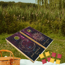 Celestial Sun Moon Custom Name Glitter Burgundy