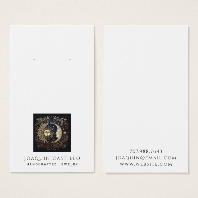 Celestial Sun Moon Earring Jewelry Display Cards (Front & Back)