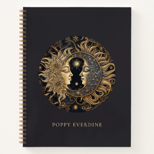 Celestial Sun Moon Face Personalized  Notebook