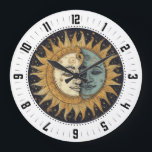 Celestial Sun Moon Faces Large Clock<br><div class="desc">Celestial Sun Moon faces clock. Bold and ethereal.</div>