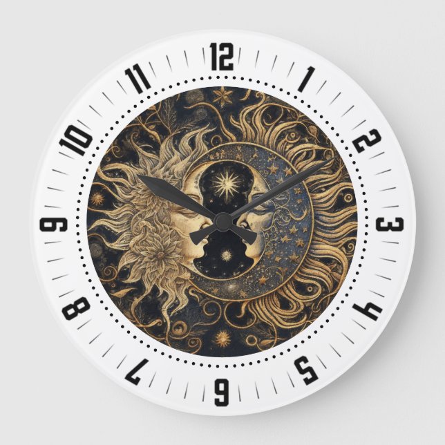 Celestial Sun Moon Faces Large Clock (Front)
