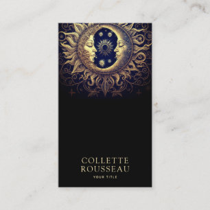 Celestial Sun Moon Gold Black Business Card