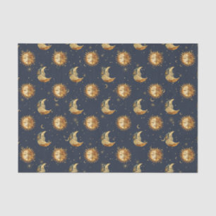 Celestial Sun & Moon Gold Starry Night Pattern Tissue Paper