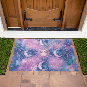 Celestial Sun & Moon Mandala Galaxy Nebula Doormat