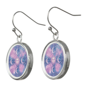 Celestial Sun & Moon Mandala Galaxy Nebula Earrings
