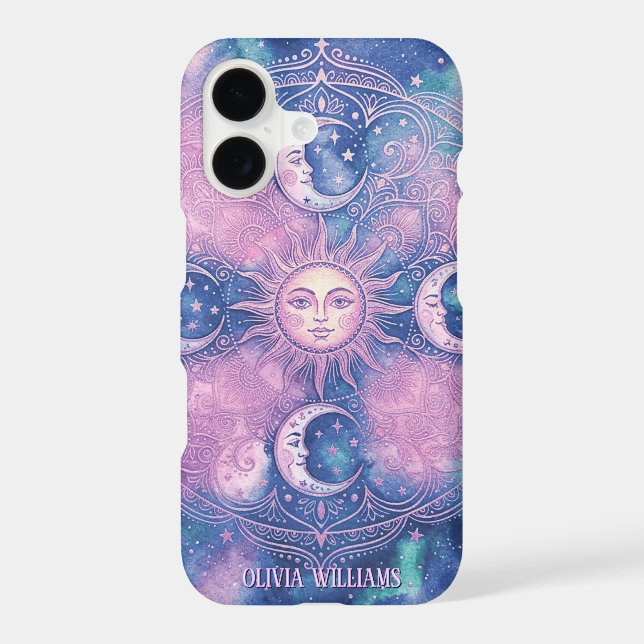 Celestial Sun & Moon Mandala Galaxy Nebula iPhone Case (Back)