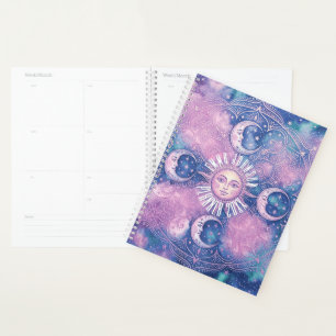 Celestial Sun & Moon Mandala Galaxy Nebula Planner