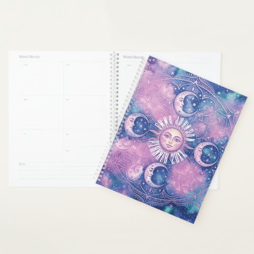 Celestial Sun & Moon Mandala Galaxy Nebula Planner