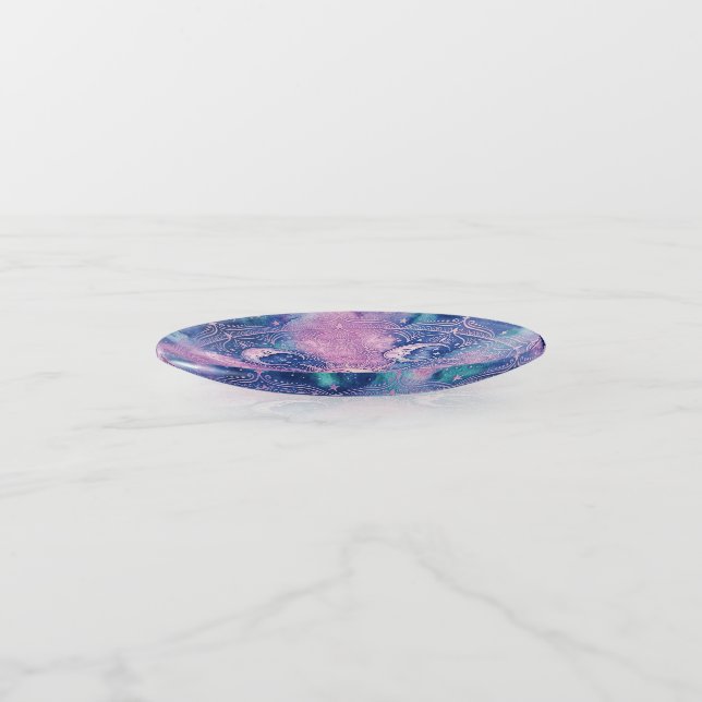 Celestial Sun & Moon Mandala Galaxy Nebula Trinket Tray (Angled)
