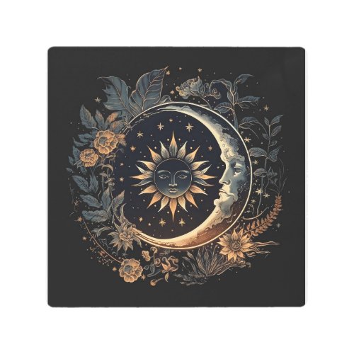 Celestial Sun  Moon Metal Print