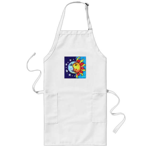 Celestial Sun Moon Nineties Art Vibes Long Apron (Front)