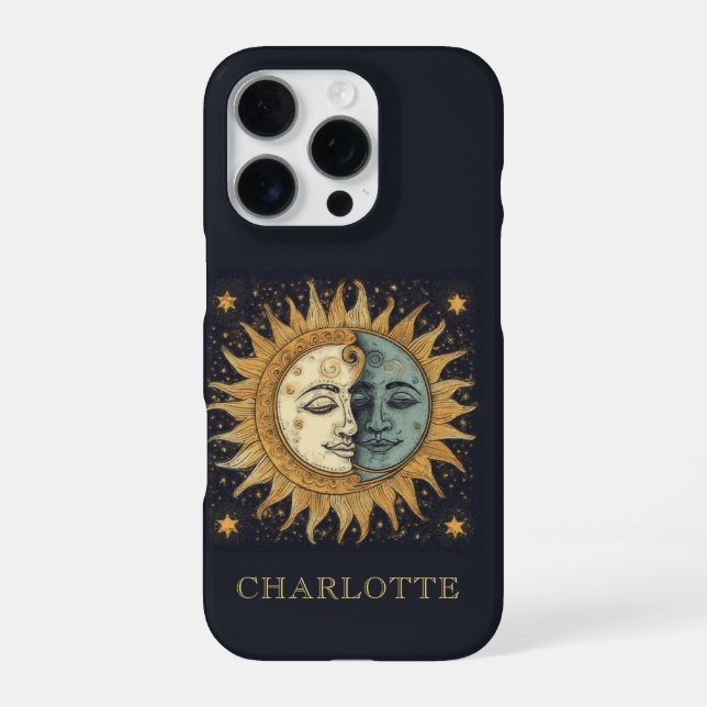 Celestial Sun Moon Personalized Iphone Case (Back)