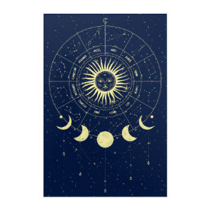 Celestial Sun Moon Phases Zodiac Acrylic Print