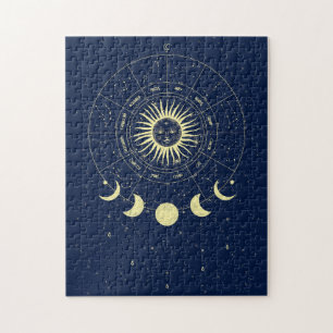 Celestial Sun Moon Phases Zodiac Jigsaw Puzzle