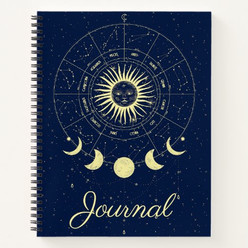 Celestial Sun Moon Phases Zodiac Journal