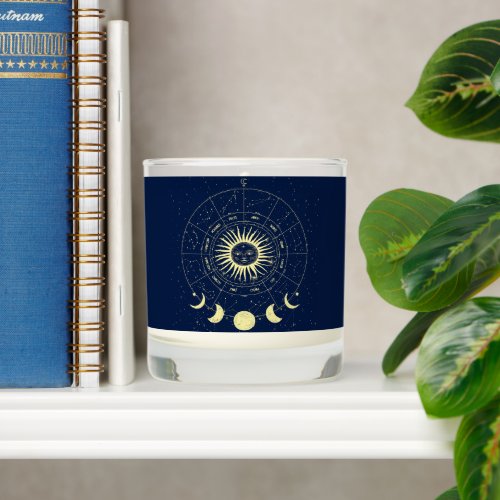 Celestial Sun Moon Phases Zodiac Scented Candle
