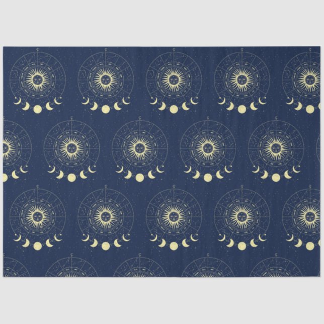 Celestial Sun Moon Phases Zodiac Tissue Paper (Front)