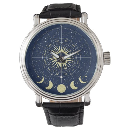 Celestial Sun Moon Phases Zodiac Watch