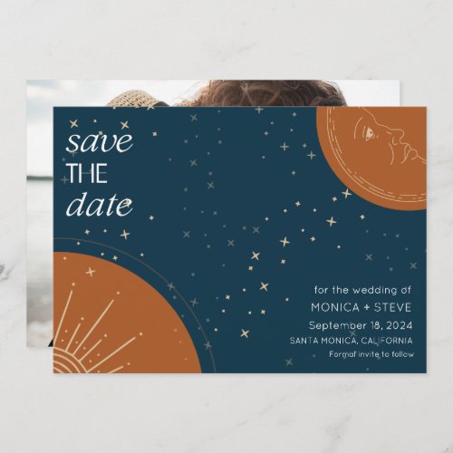 Celestial Sun Moon Photo Wedding  Save The Date