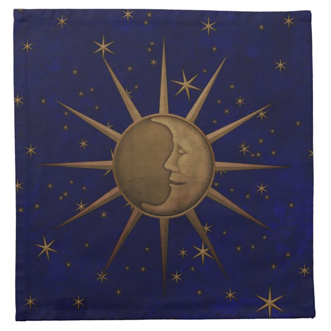 Celestial Sun Moon Starry Night Cloth Napkin (Front)