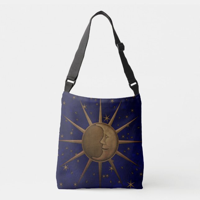 Celestial Sun Moon Starry Night Crossbody Bag (Front)