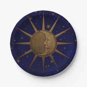 Celestial Sun Moon Starry Night Paper Plates