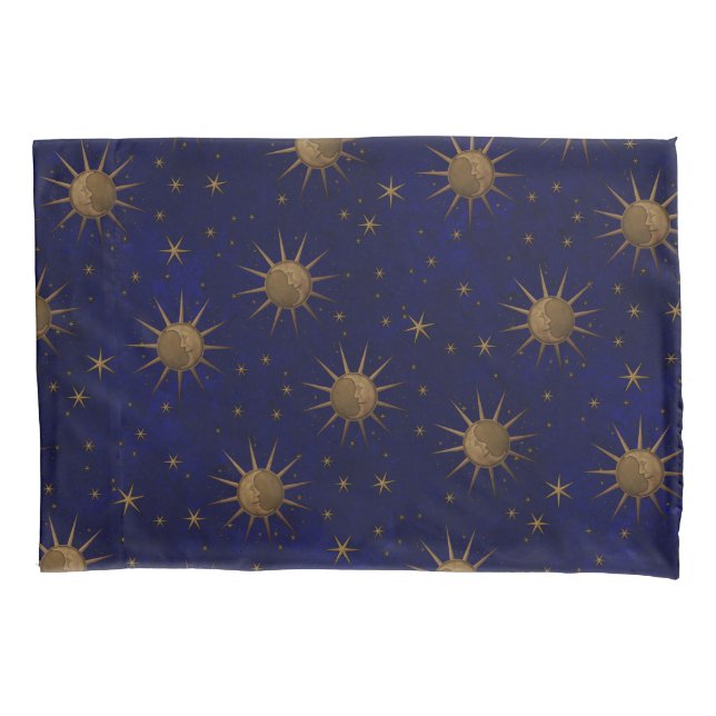 Celestial Sun Moon Starry Night Pillow Case (Front-Left)