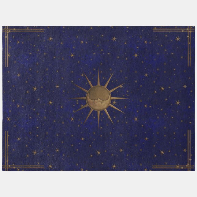 Celestial Sun Moon Starry Night Queen Outdoor Rug (Front)