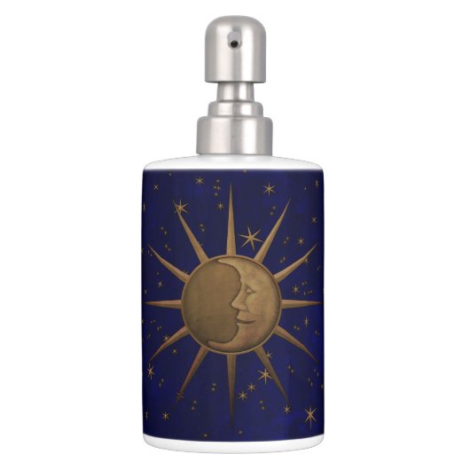 Celestial Sun Moon Starry Night Soap Dispenser & Toothbrush Holder (Front)