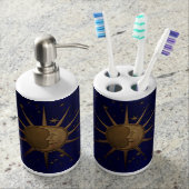 Celestial Sun Moon Starry Night Soap Dispenser & Toothbrush Holder (Front)