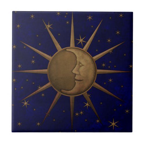 Celestial Sun Moon Starry Night Tile