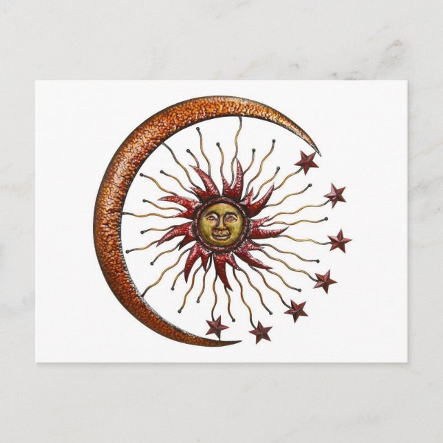 CELESTIAL SUN MOON & STARS ABSTRACT POSTCARD (Front)