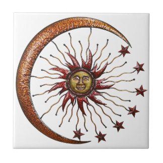 CELESTIAL SUN MOON & STARS ABSTRACT TILE