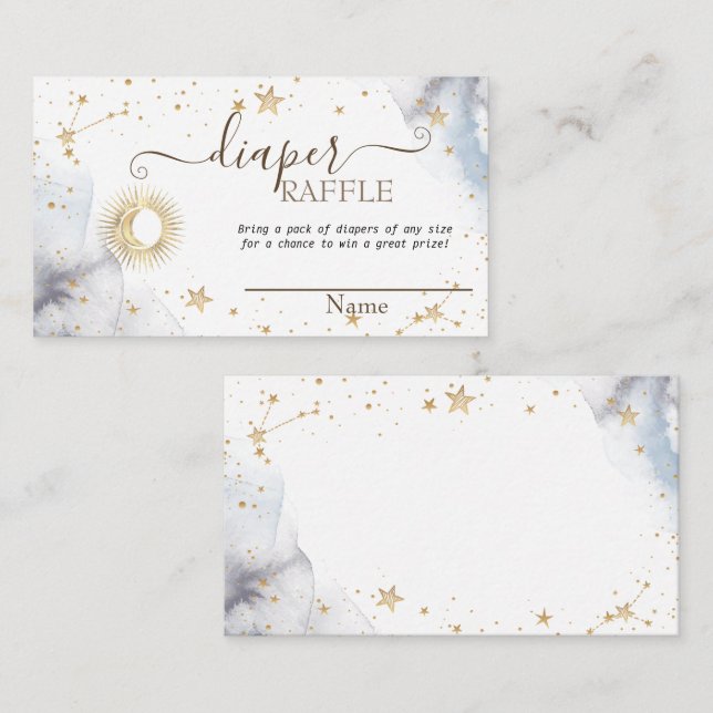 Celestial Sun,Moon,Stars Baby Shower  Enclosure Card (Front/Back)