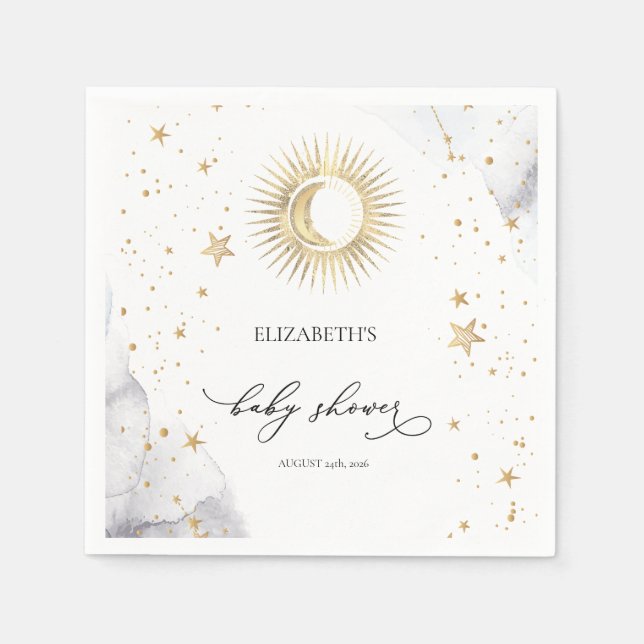 Celestial Sun,Moon,Stars Baby Shower  Napkins (Front)